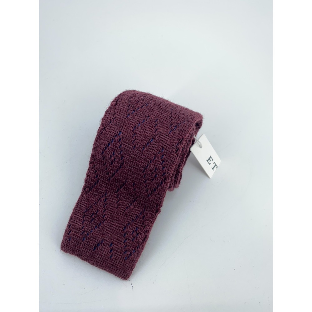 Eton Tie Mens Skinny Slim Burgundy Knitted Wool Blend Professional Necktie